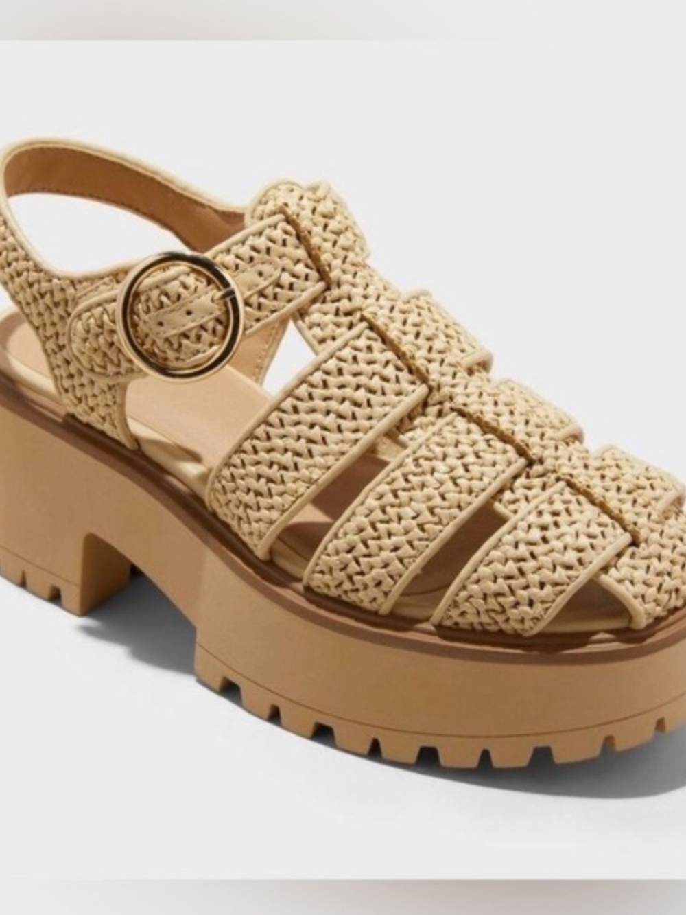 Woven Platform Fisherman Sandals Beige